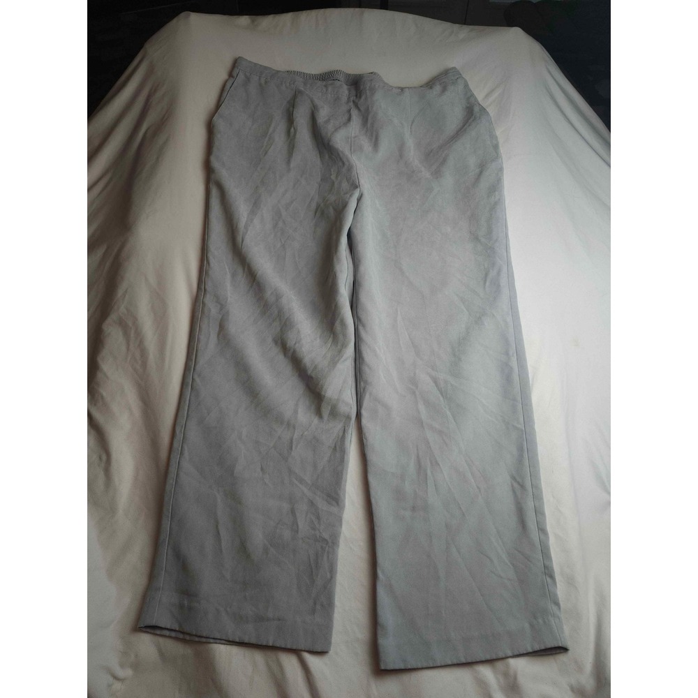 Alfred Dunner Light Blue Faux Suede‎ Elastic Waist Wide Leg Pants 22W